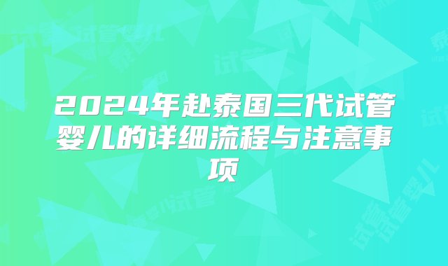 2024年赴泰国三代试管婴儿的详细流程与注意事项