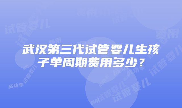 武汉第三代试管婴儿生孩子单周期费用多少？