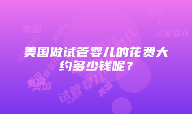 美国做试管婴儿的花费大约多少钱呢？