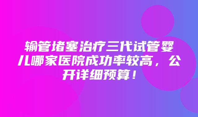 输管堵塞治疗三代试管婴儿哪家医院成功率较高，公开详细预算！