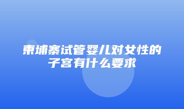 柬埔寨试管婴儿对女性的子宫有什么要求