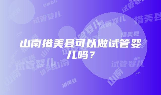 山南措美县可以做试管婴儿吗？