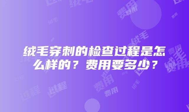 绒毛穿刺的检查过程是怎么样的？费用要多少？