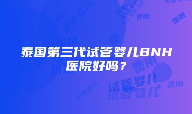 泰国第三代试管婴儿BNH医院好吗？