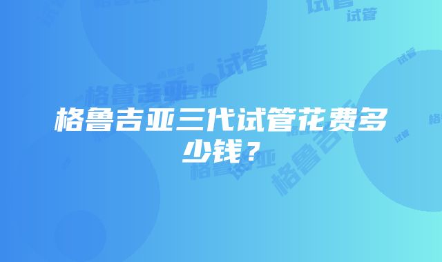 格鲁吉亚三代试管花费多少钱？