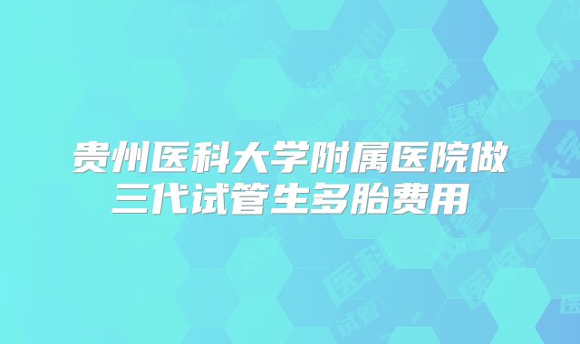 贵州医科大学附属医院做三代试管生多胎费用