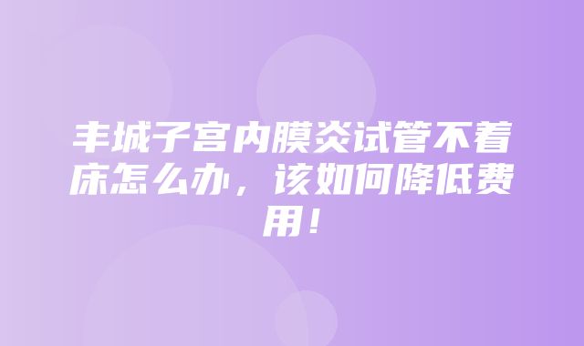 丰城子宫内膜炎试管不着床怎么办，该如何降低费用！