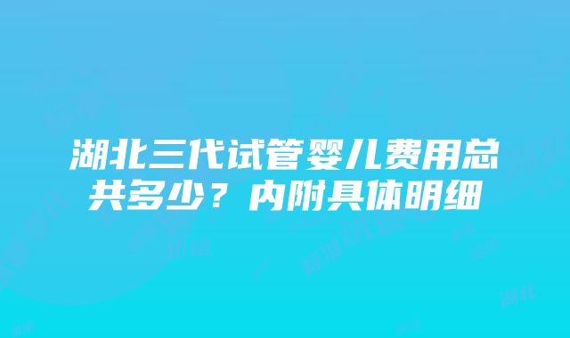 湖北三代试管婴儿费用总共多少？内附具体明细