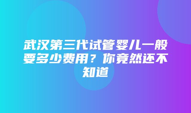 武汉第三代试管婴儿一般要多少费用？你竟然还不知道