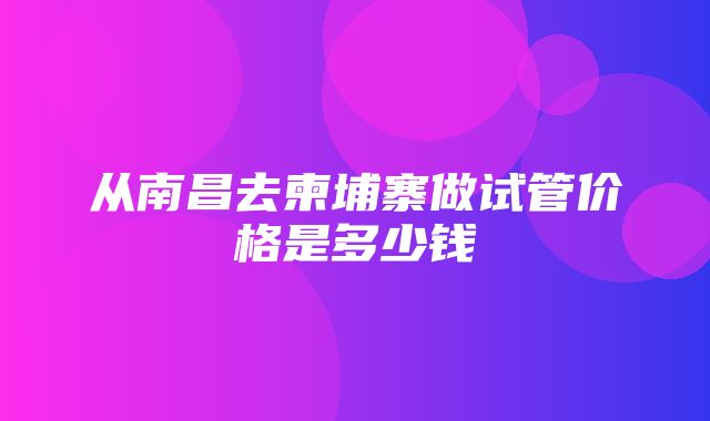 从南昌去柬埔寨做试管价格是多少钱