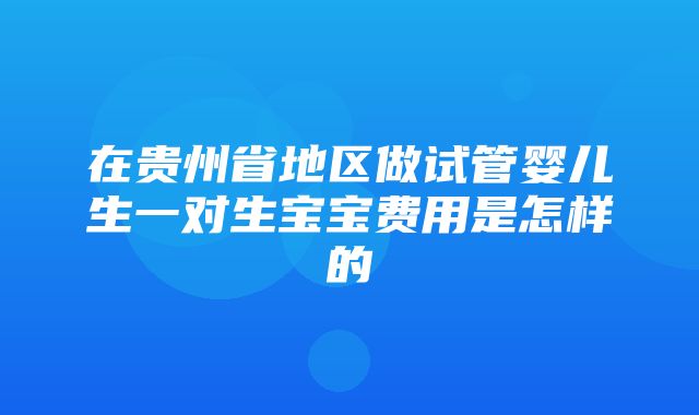 在贵州省地区做试管婴儿生一对生宝宝费用是怎样的