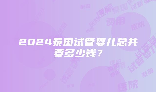 2024泰国试管婴儿总共要多少钱？