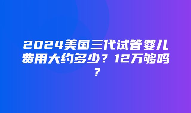 2024美国三代试管婴儿费用大约多少？12万够吗？