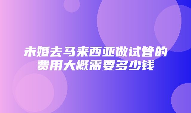 未婚去马来西亚做试管的费用大概需要多少钱