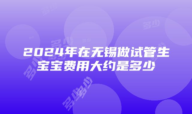 2024年在无锡做试管生宝宝费用大约是多少