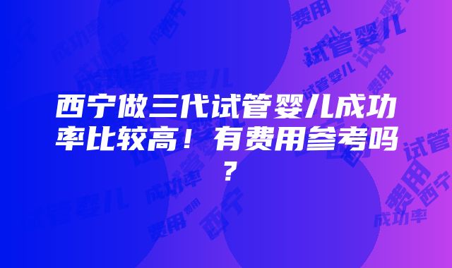 西宁做三代试管婴儿成功率比较高！有费用参考吗？