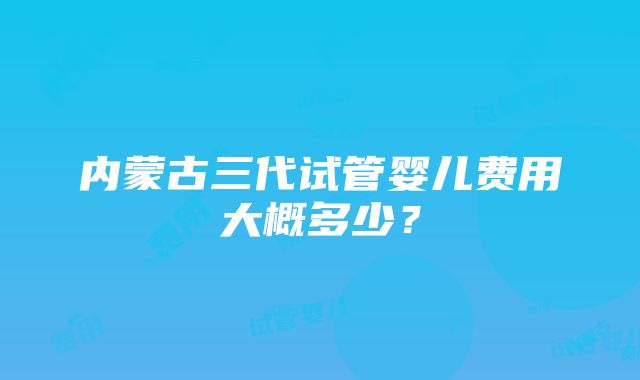 内蒙古三代试管婴儿费用大概多少？