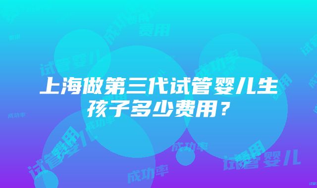 上海做第三代试管婴儿生孩子多少费用？