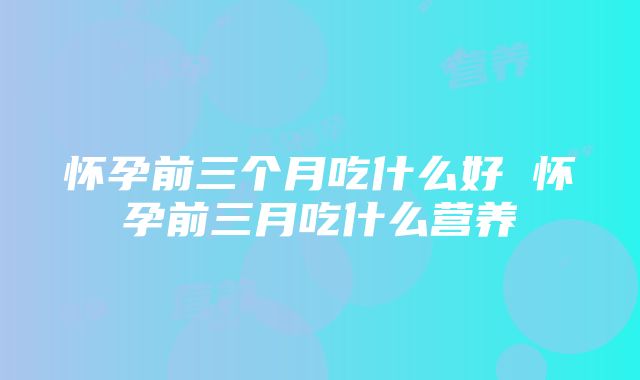 怀孕前三个月吃什么好 怀孕前三月吃什么营养