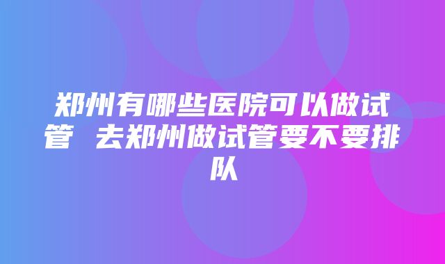 郑州有哪些医院可以做试管 去郑州做试管要不要排队