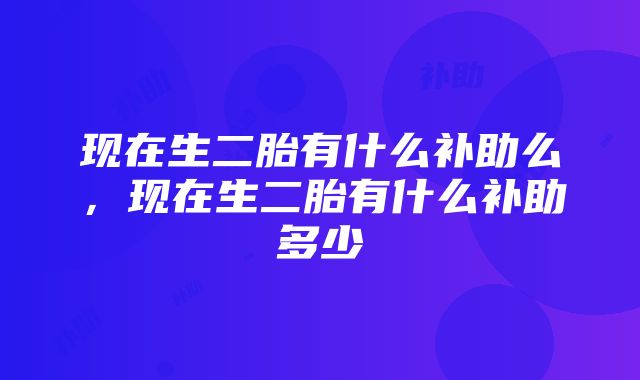 现在生二胎有什么补助么，现在生二胎有什么补助多少