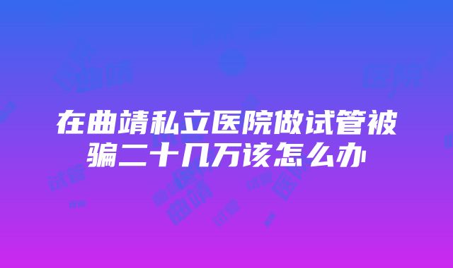 在曲靖私立医院做试管被骗二十几万该怎么办