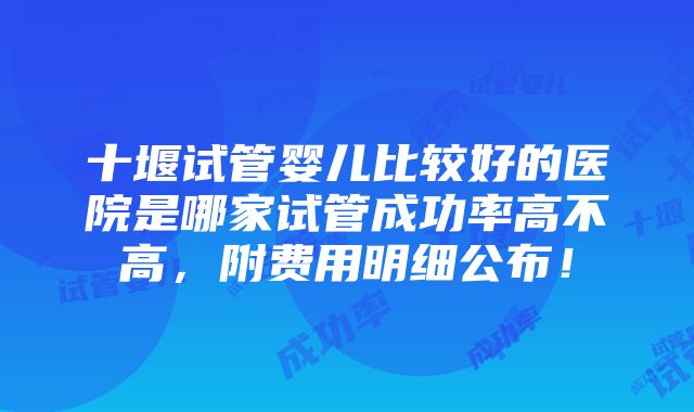 十堰试管婴儿比较好的医院是哪家试管成功率高不高，附费用明细公布！