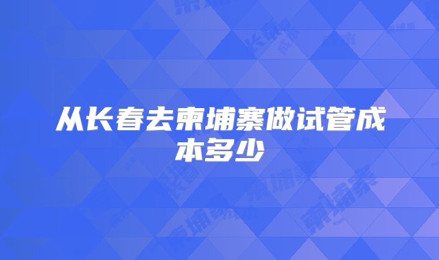 从长春去柬埔寨做试管成本多少