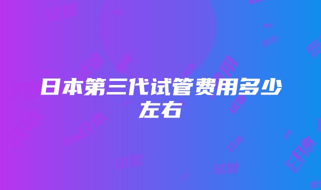 日本第三代试管费用多少左右