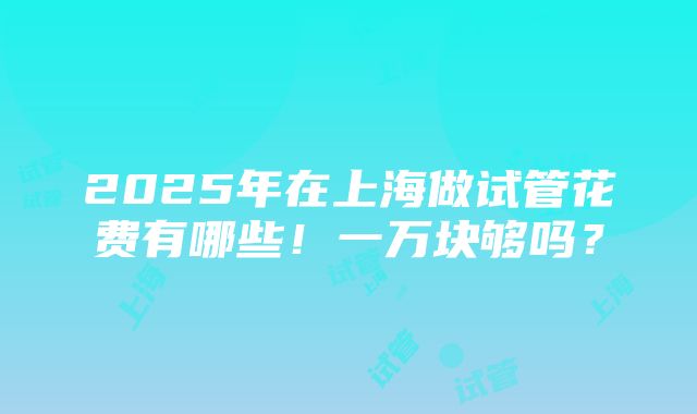 2025年在上海做试管花费有哪些！一万块够吗？