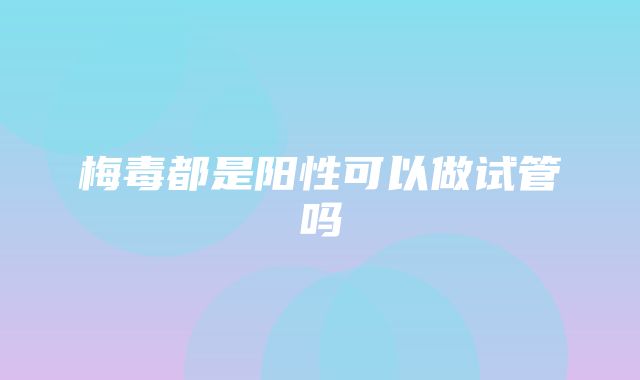 梅毒都是阳性可以做试管吗