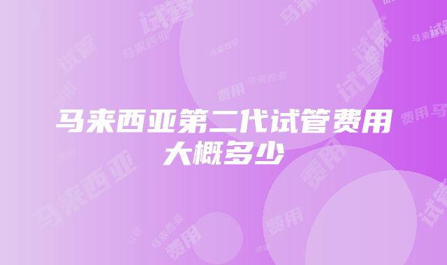 马来西亚第二代试管费用大概多少