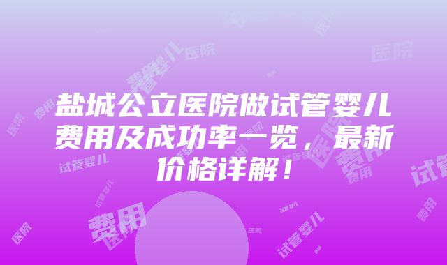 盐城公立医院做试管婴儿费用及成功率一览，最新价格详解！