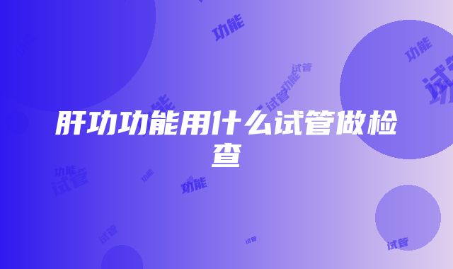 肝功功能用什么试管做检查