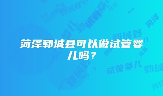 菏泽郓城县可以做试管婴儿吗？