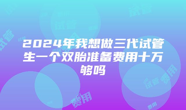 2024年我想做三代试管生一个双胎准备费用十万够吗