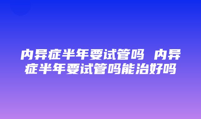 内异症半年要试管吗 内异症半年要试管吗能治好吗