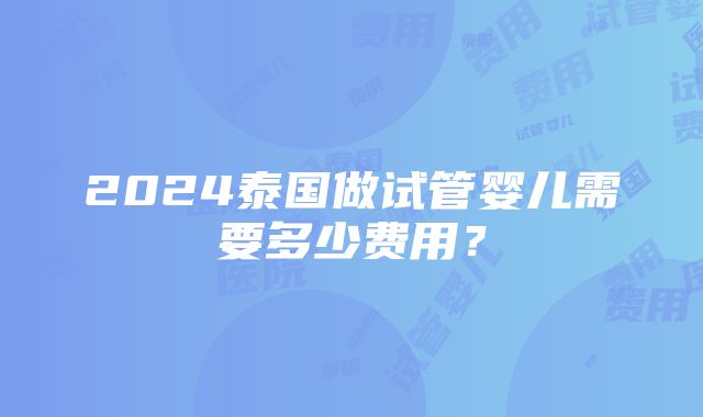 2024泰国做试管婴儿需要多少费用？