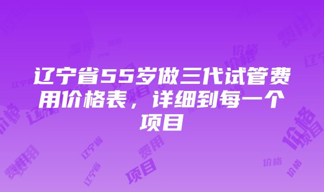 辽宁省55岁做三代试管费用价格表，详细到每一个项目