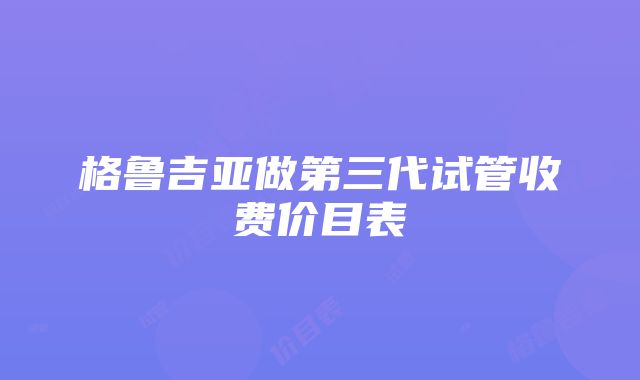 格鲁吉亚做第三代试管收费价目表