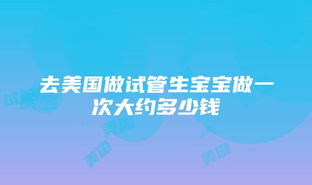 去美国做试管生宝宝做一次大约多少钱