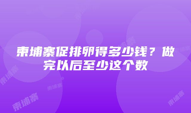 柬埔寨促排卵得多少钱？做完以后至少这个数