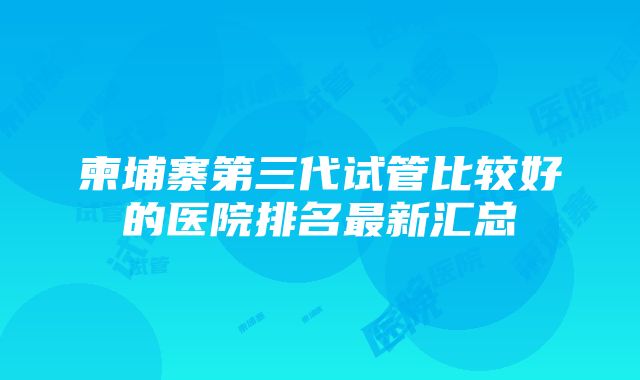 柬埔寨第三代试管比较好的医院排名最新汇总