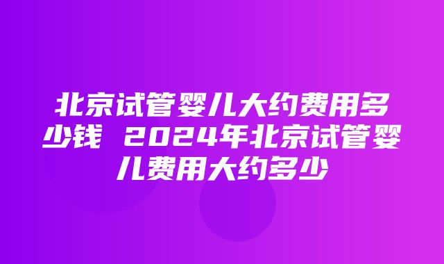 北京试管婴儿大约费用多少钱 2024年北京试管婴儿费用大约多少