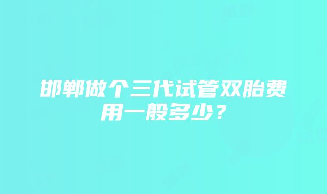 邯郸做个三代试管双胎费用一般多少？