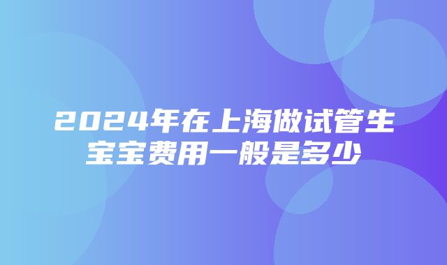 2024年在上海做试管生宝宝费用一般是多少