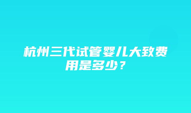 杭州三代试管婴儿大致费用是多少？