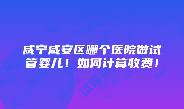 咸宁咸安区哪个医院做试管婴儿！如何计算收费！