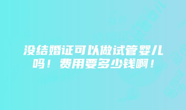 没结婚证可以做试管婴儿吗！费用要多少钱啊！