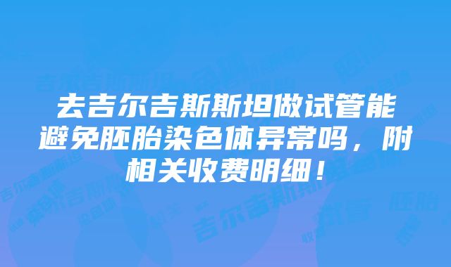 去吉尔吉斯斯坦做试管能避免胚胎染色体异常吗，附相关收费明细！